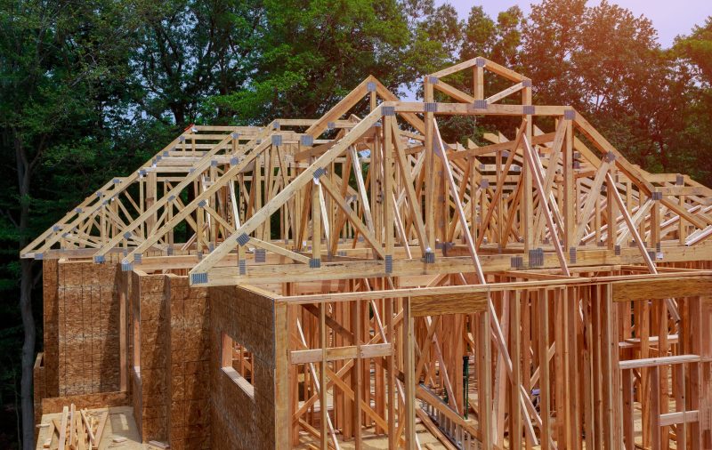 Framing beam of new house under construction